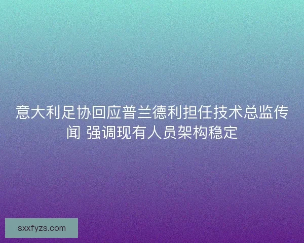 意大利足协回应普兰德利担任技术总监传闻 强调现有人员架构稳定